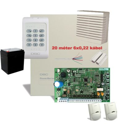 DSC garzon 2-es riasztórendszer szett DSC1404 riasztó szett ledes kezelővel, 2db DSC mozásérzékelővel