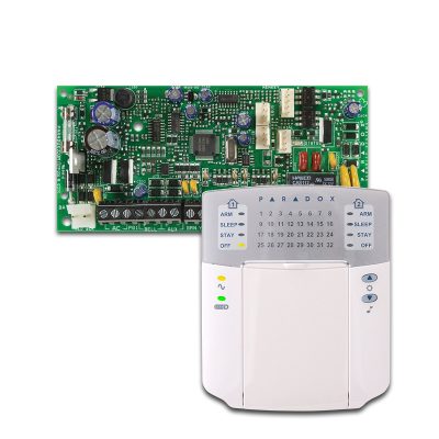 PARADOX SP4000 + K32+ riasztó rendszer központ panel és ledes kezelőegység