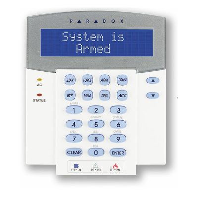 Paradox K641LX 32 karakteres (alfanumerikus) kék LCD rádiós vevővel beépíte
