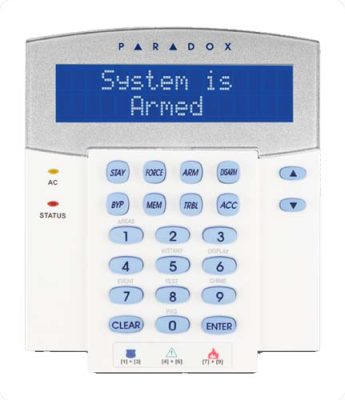 Paradox K641 kezelő, 32 karakteres (alfanumerikus) kék LCD kezelő
