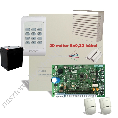 DSC garzon 2-es riasztórendszer szett DSC1404 riasztó szett ledes kezelővel, 2db DSC mozásérzékelővel