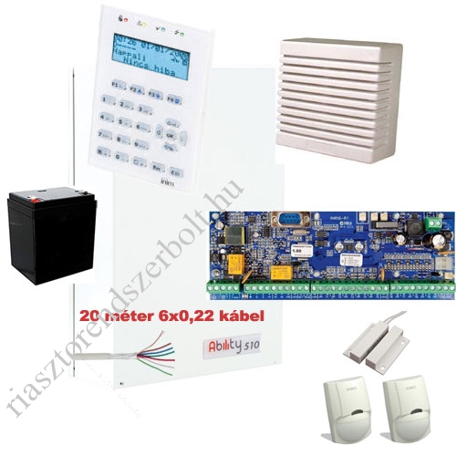 INIM garzon 2-es riasztórendszer szett INIM ABILITY 510M riasztó szett szöveges kezelővel, 2db DSC mozásérzékelővel