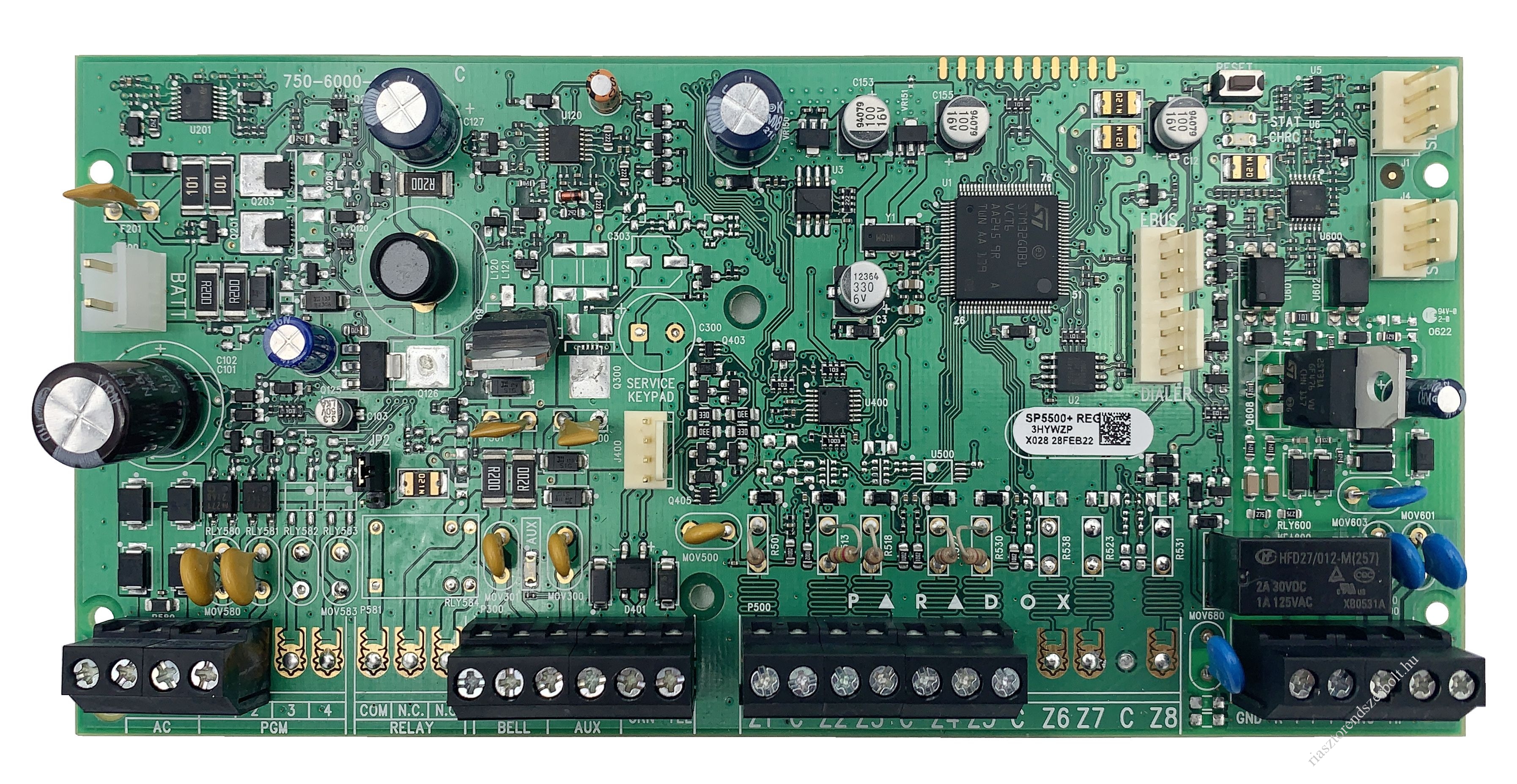 Paradox Spectra SP5500+ 5-32 zónás riasztó központ panel