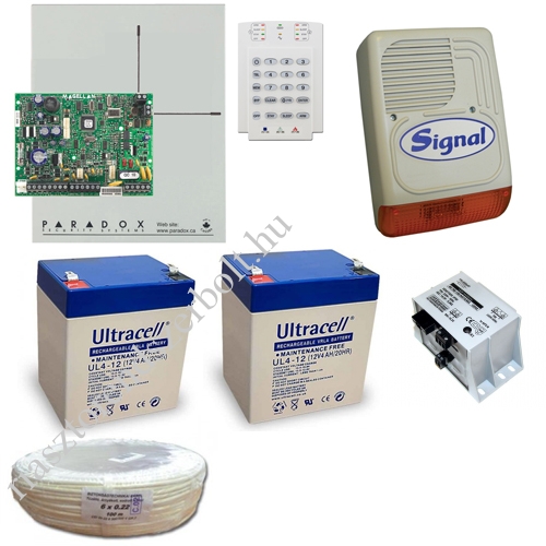 Paradox MG5000 HIBRID rádiós/vezetékes központ SIGNAL vez. alap csomag érzékelők és távirányító nélk