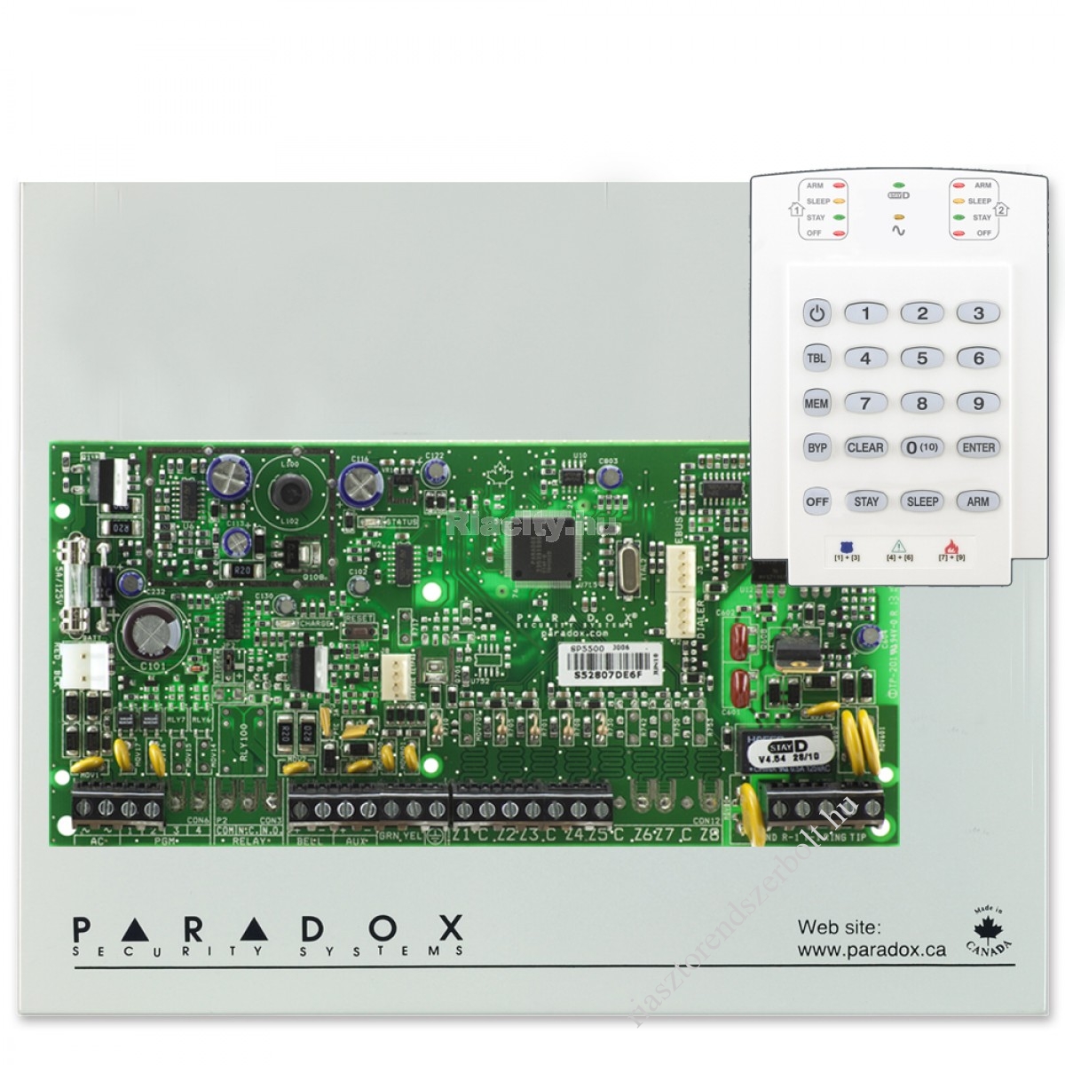 PARADOX SP4000 + K10V riasztó rendszer központ és kezelőegység