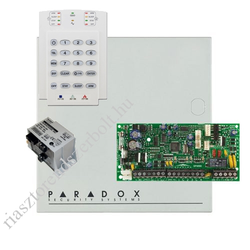 Paradox SP4000 riasztórendszer dobozzal, K10V kezelőegység, 30VA tápegység