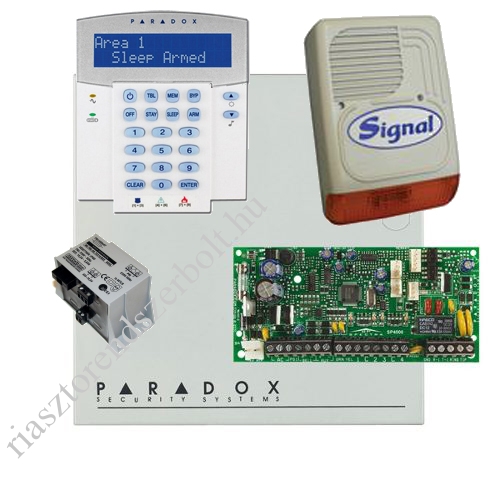 Paradox SP4000 riasztó dobozzal,a kezelővel HIBRID rádiós, K32LX RÁDIÓS kezelő, 30VA táp, PS