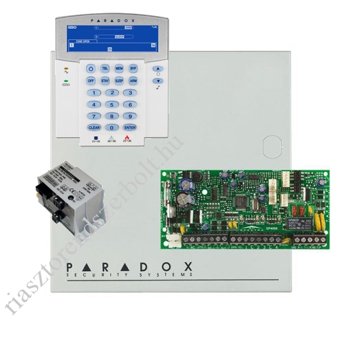 Paradox SP4000 riasztórendszer dobozzal, K35LCD FIX! szöveges kezelő, 30VA táp