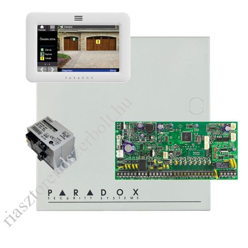 Paradox SP6000 riasztó dobozzal, fehér TM50 érintőképernyős kezelő, 45VA táp