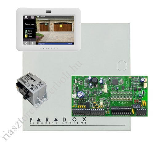 Paradox SP7000 riasztó dobozzal, fehér TM50 érintőképernyős kezelő, 45VA táp